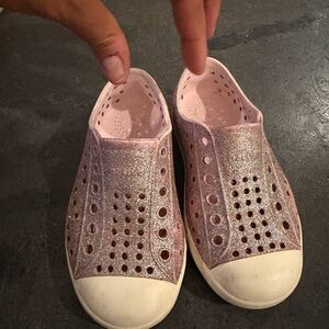 Native Sparkling Pink Slip-On Sneakers